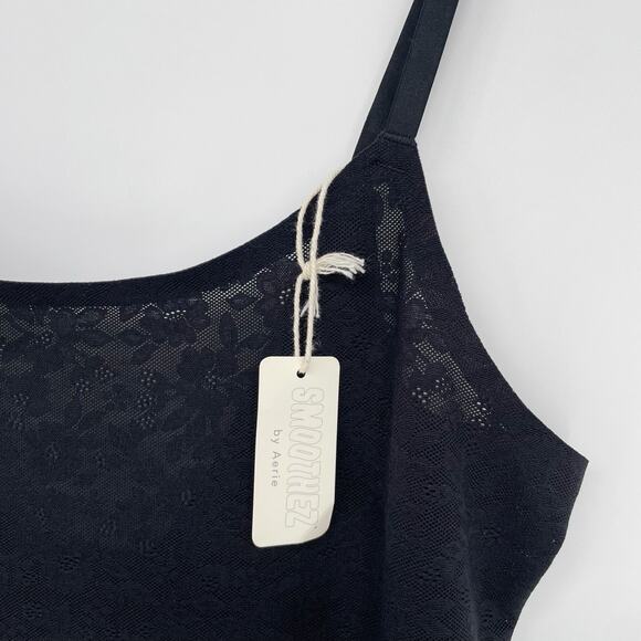 NEW Aerie Women's Smoothez Lace Bodycon Mini Dress Tank Adjustable Straps Black - Picture 5 of 10